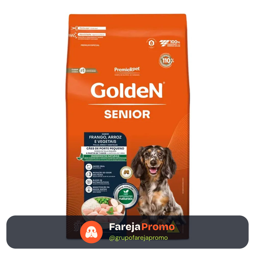 Ração Golden Fórmula Cães Adultos Sênior Mini Bits Frango e Arroz 3kg