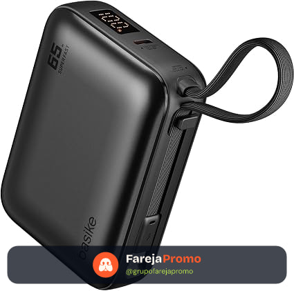 Basike Power Bank 65W, Carregador Portátil Universal 20000mAh (Cinza)