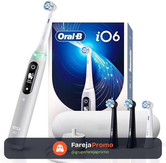 ORAL-B Escova de Dente Elétrica iO6, Conexão App, Sensor de Pressão