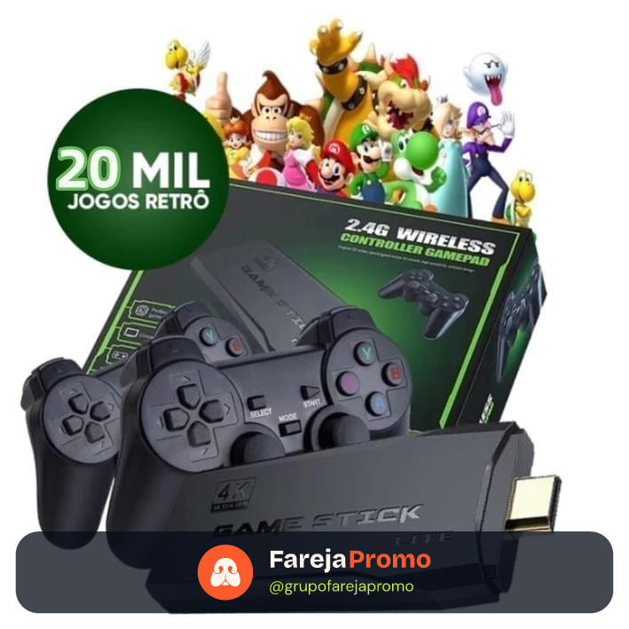 Video game Stick 4K Com 20000 Jogos 2 Controles Sem Fio Console Portatil Jogos Retro Video Game