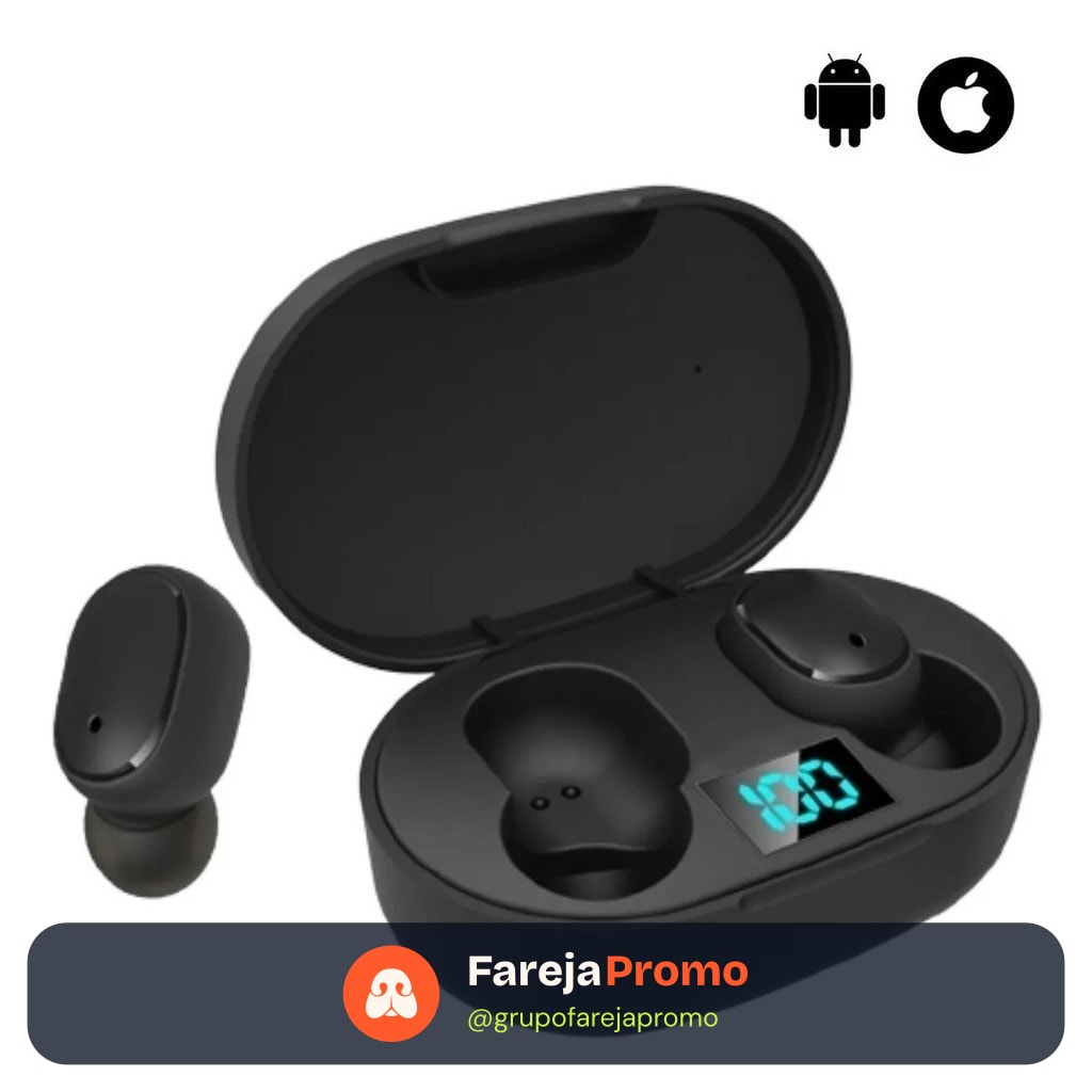 Fone De Ouvido Sem Fio E6s Bluetooth 5.0 Tws Com Tela LED Digital