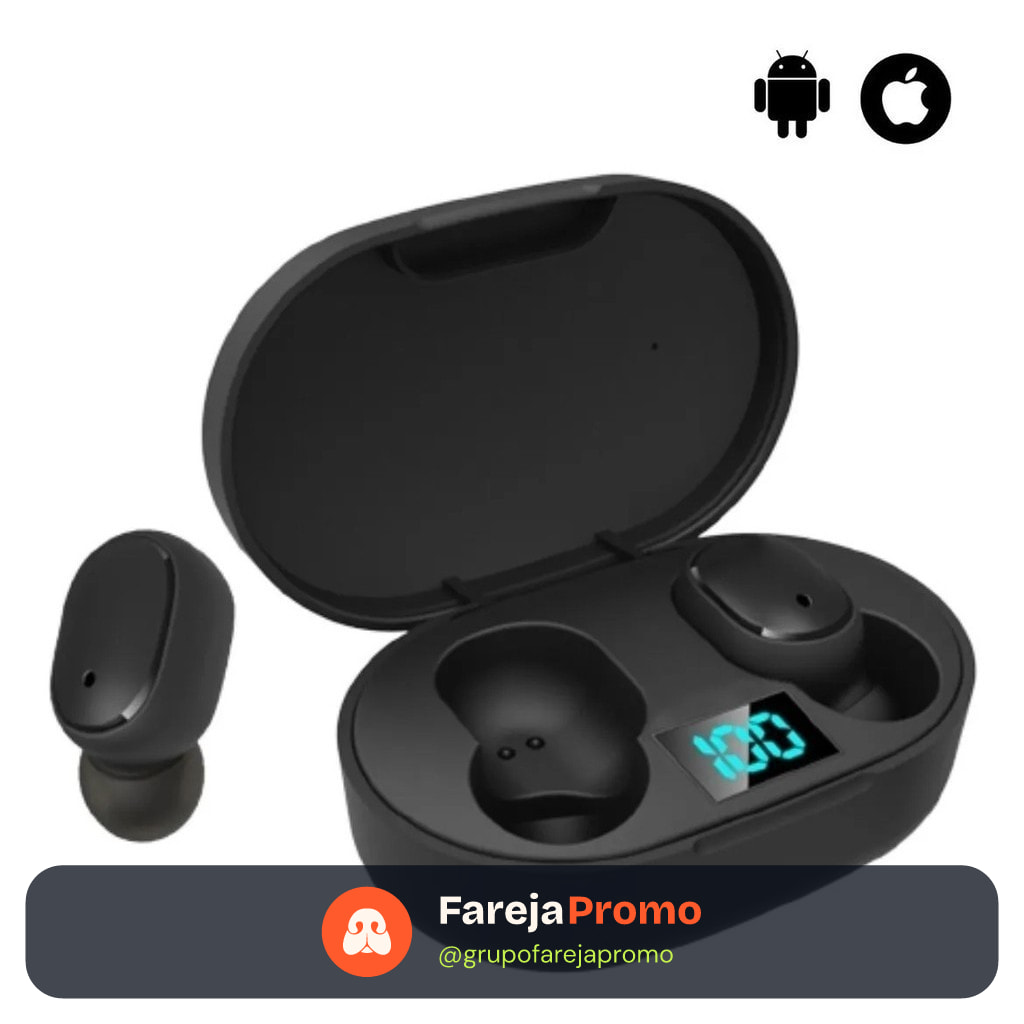 Fone De Ouvido Sem Fio E6s Bluetooth 5.0 Tws Com Tela LED Digital
