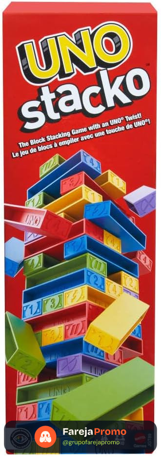 Jogo De Tabuleiro UNO Stacko Mattel Com 45 Blocos Para 7 Anos Ou Mais