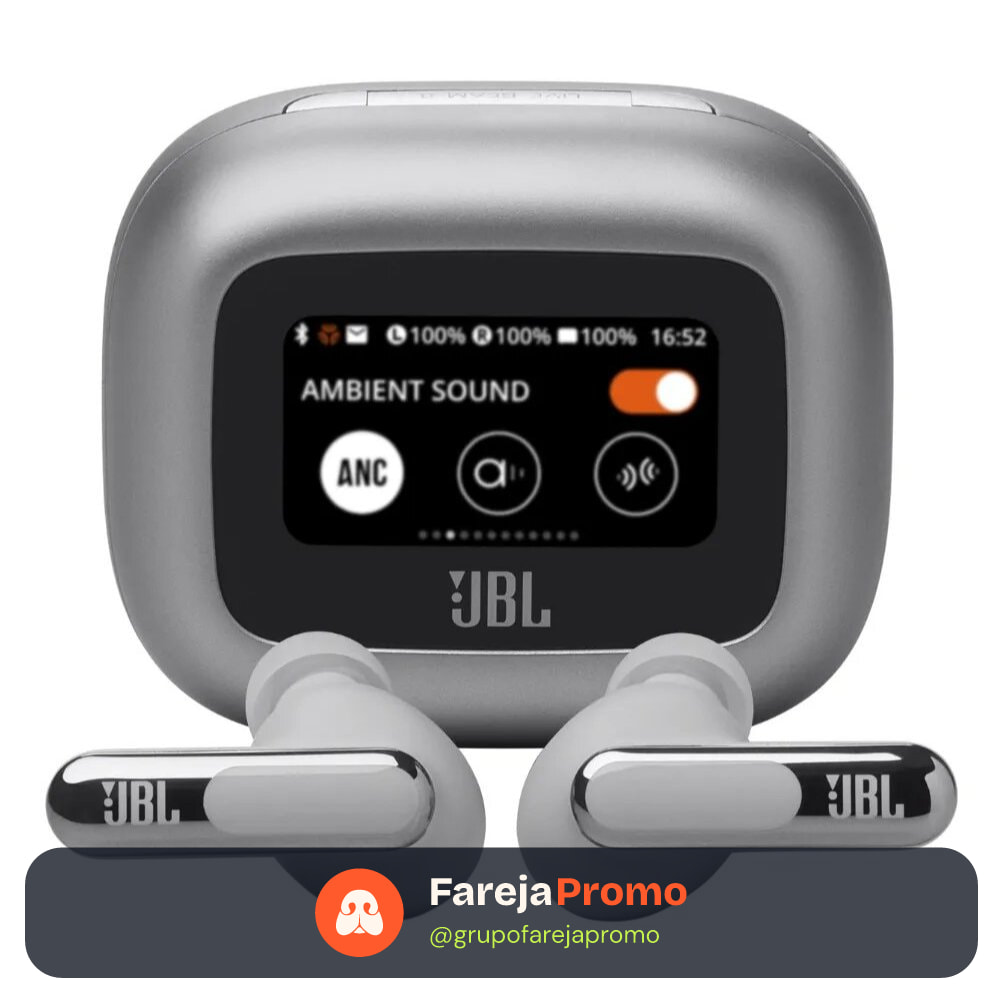 Fone De Ouvido Bluetooth Sem Fio Live Beam 3 JBL - Prata