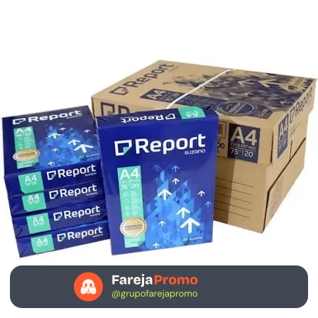 Papel Sulfite A4 Suzano Premium Report 75g Caixa C/10 Resmas Branco