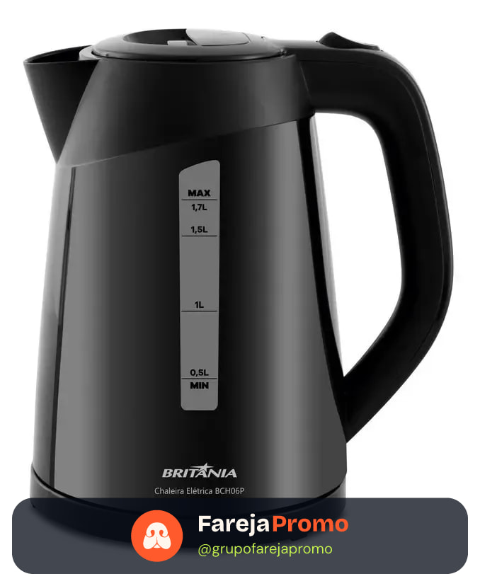 Chaleira Elétrica Bch06p 1,7 Litros Preta Britânia 220v Preto