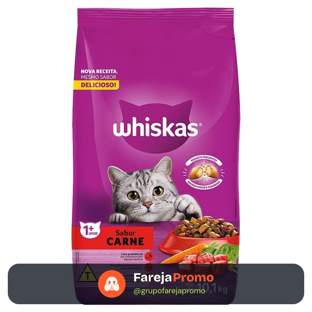 Ração para Gato 10,1Kg Whiskas Premium Carne com Delicrocs
