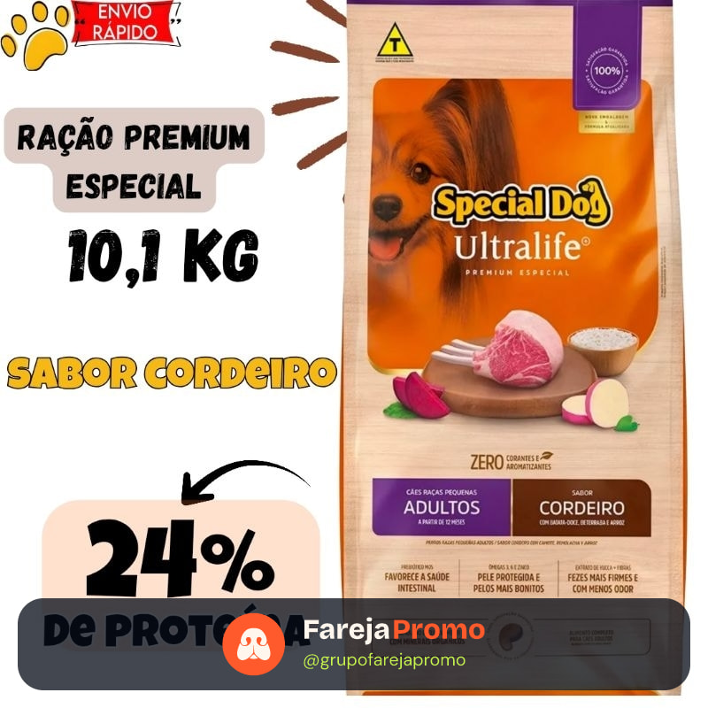 Ração Premium Special Dog Ultralife Adultos Raças Pequenas Cordeiro 10,1kg