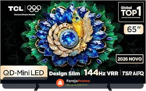 Smart TV TCL 65 Polegadas QD-Mini LED 4K A400M WiFi Bluetooth Google TV HDR10+ 144 Hz VRR 65A400M