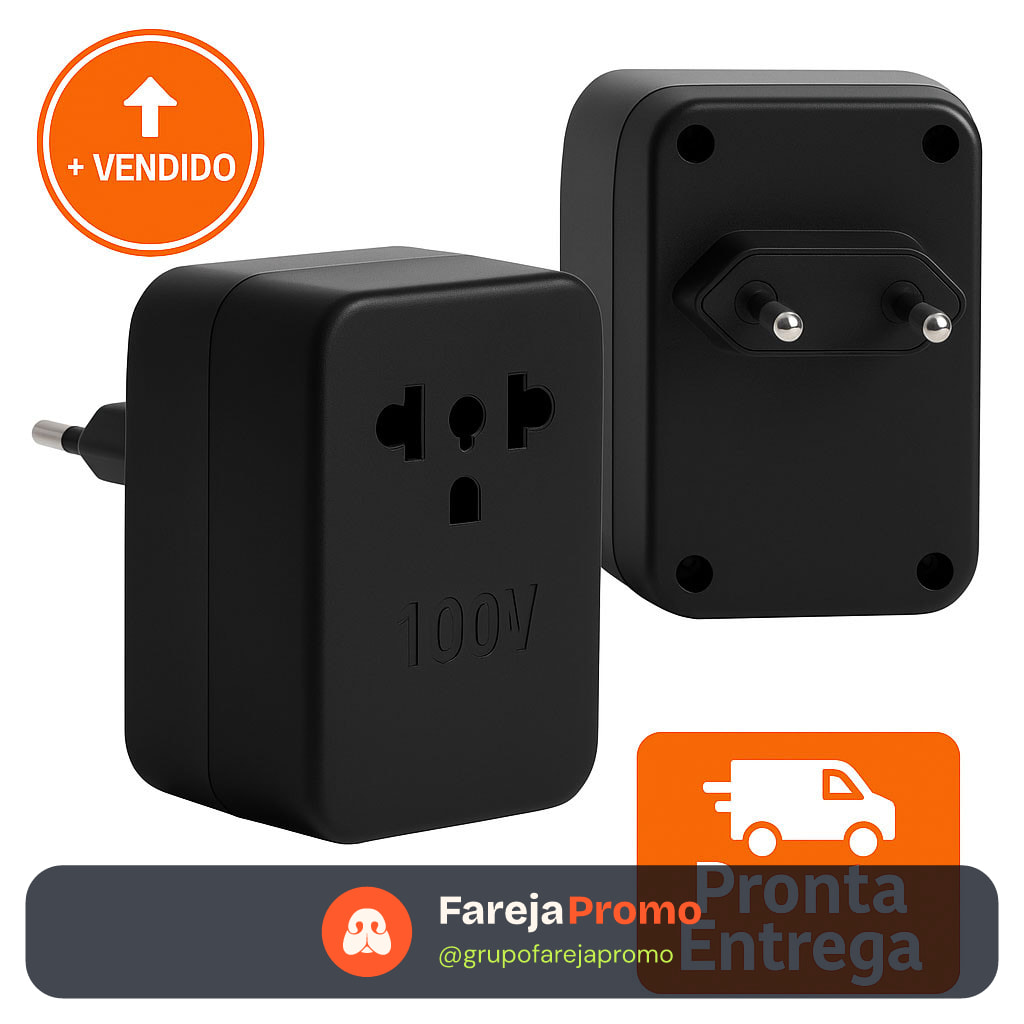 Transformador Conversor de Voltagem Bivolt 220v/110v 100W Portátil Tomada Universal Inteligente