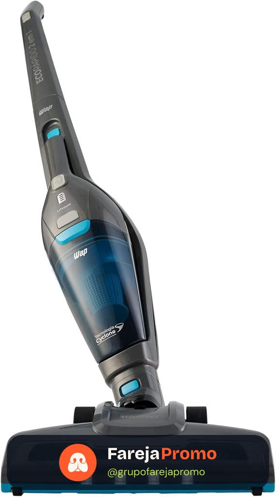 WAP Aspirador de Pó Vertical à Bateria ECO RÁPIDO Autonomia de 40 min, 2 Velocidades, 700ml, Bivolt