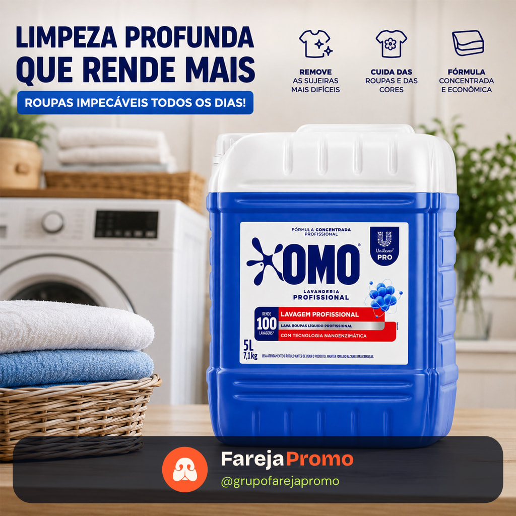 Sabão Líquido OMO Profissional Concentrado Lava Roupas Alto Rendimento Lavanderia