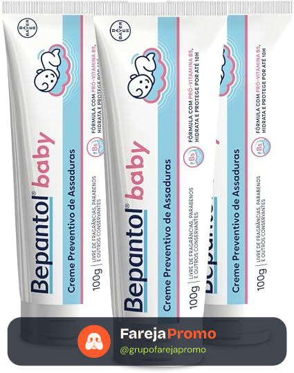 Kit 3 Cremes Pomadas de Assaduras Vit B5 com 100g cada, Total 300g - Bepantol Baby