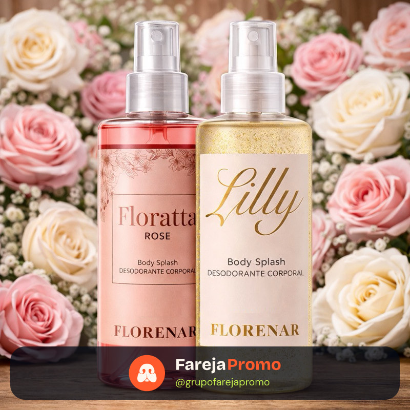 Kit 2 Body Splash Feminino Perfumado Encanto Lily + Florata Rose Presente Cheiroso Longa Duração