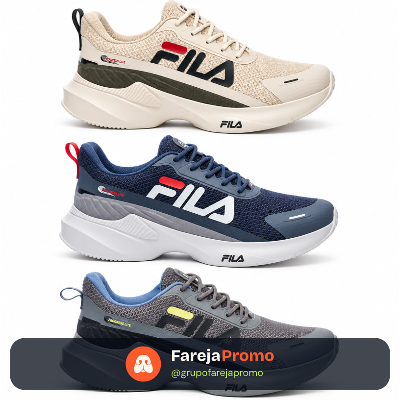 Tênis Fila Progress Lite Masculino Corrida Esportivo Oferta