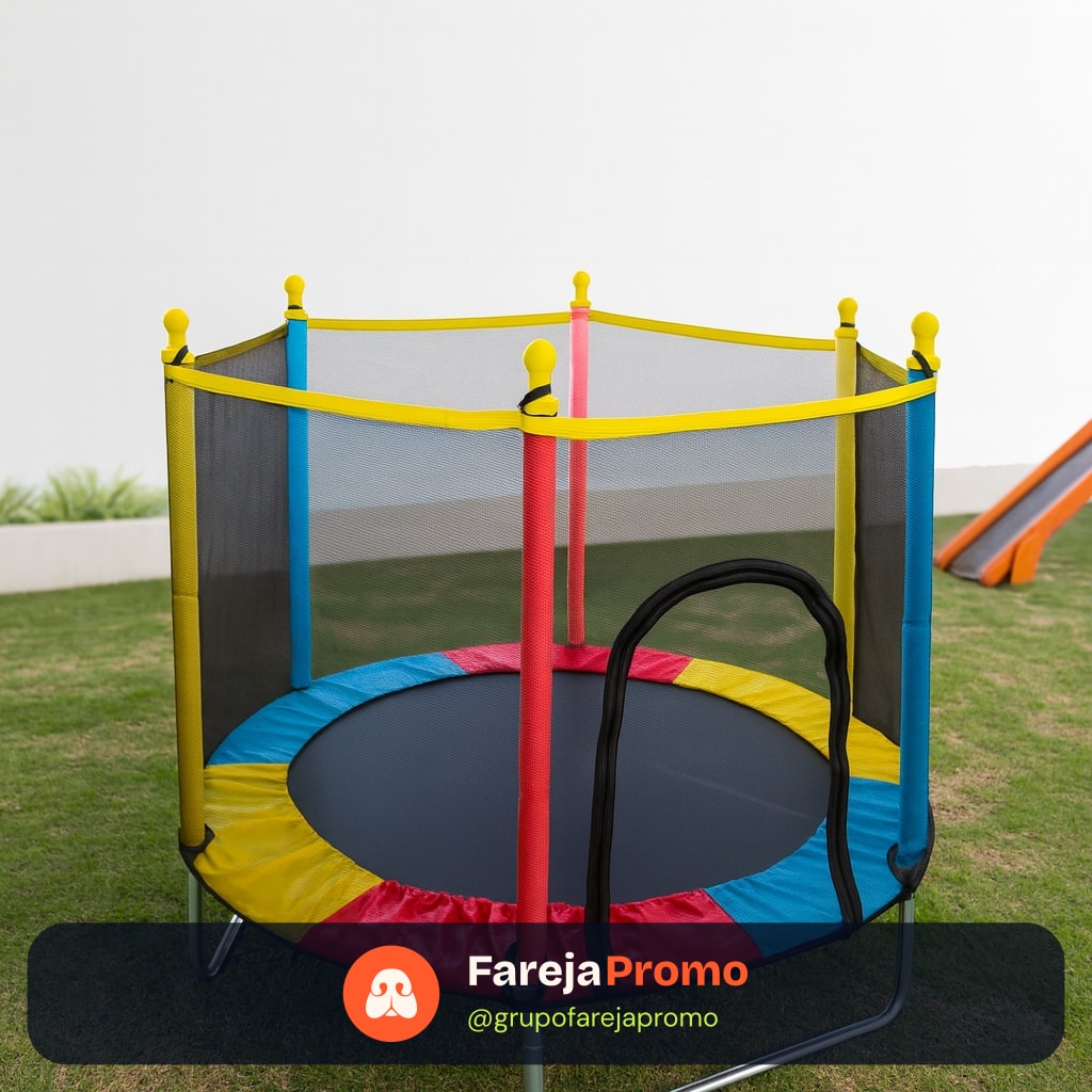 Pula Pula Cama Elástica Infantil Trampolim Playground Desmontável Eloria 1,20 altura X 1,20 largura x 1,40 diâmetro