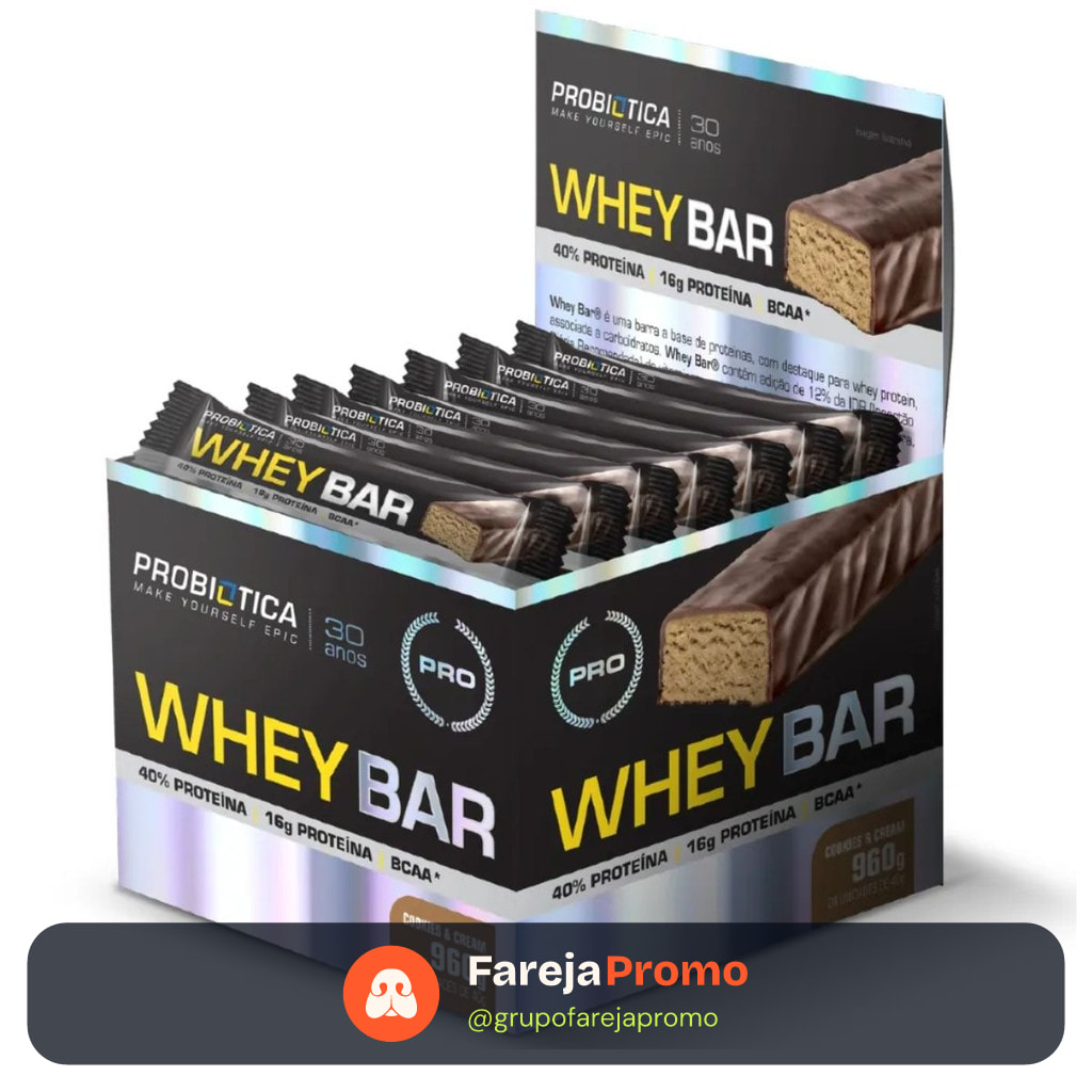 Barra de Proteína Whey Bar Cx 24 unid - Probiótica
