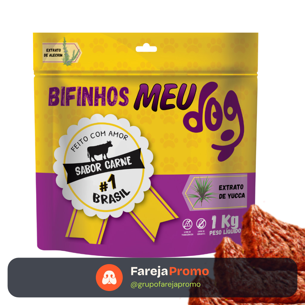 Petisco para cachorro bifinho Meu Dog 1Kg sabor Carne