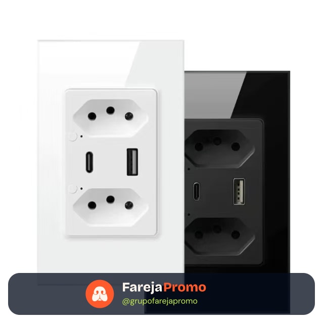 Tomada Dupla Inteligente Wi-Fi - 10A USB-C Alexa SmartLife Controle Remoto via APP Voz