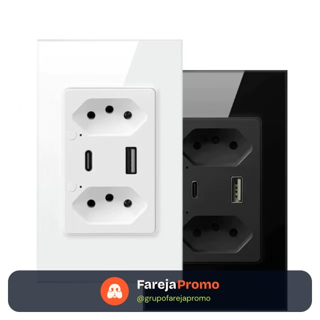 Tomada Dupla Inteligente Wi-Fi - 10A USB-C Alexa SmartLife Controle Remoto via APP Voz