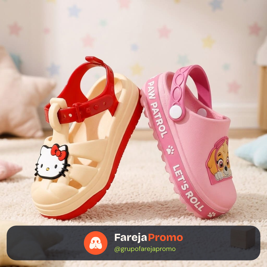 Kit 2 Pares Sandália Infantil Papete Menina Casual Leve Lançamento