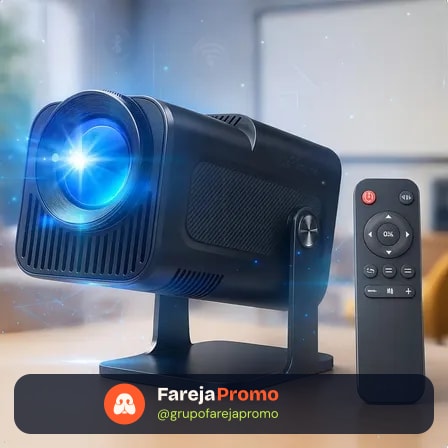 Projetor Hy320 Davely Smart Tv Android Wifi 6 390 Ansi Lumens Full Hd Suporte 4k Hdmi Bluetooth 85-200 Polegadas Alto Falante Com Controle Remoto Bivolt Portátil Preto 127/220v
