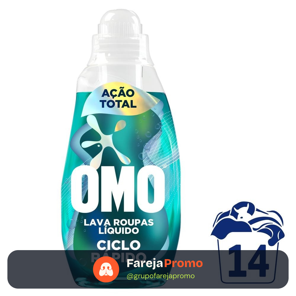 Lava-Roupas Líquido Omo Ciclo Rápido Ação Total Frasco 750ml