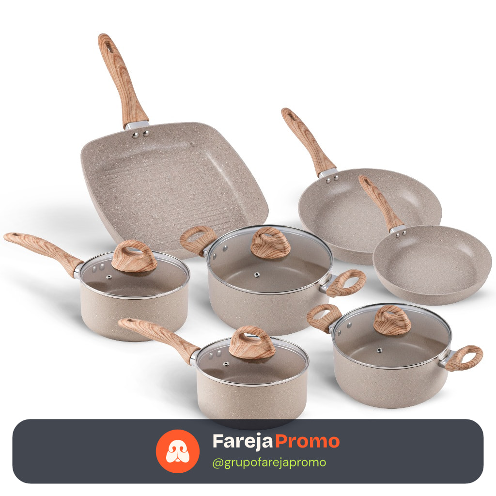 Jogo de Panelas 7 peças Smart Plus Areia indução Brinox