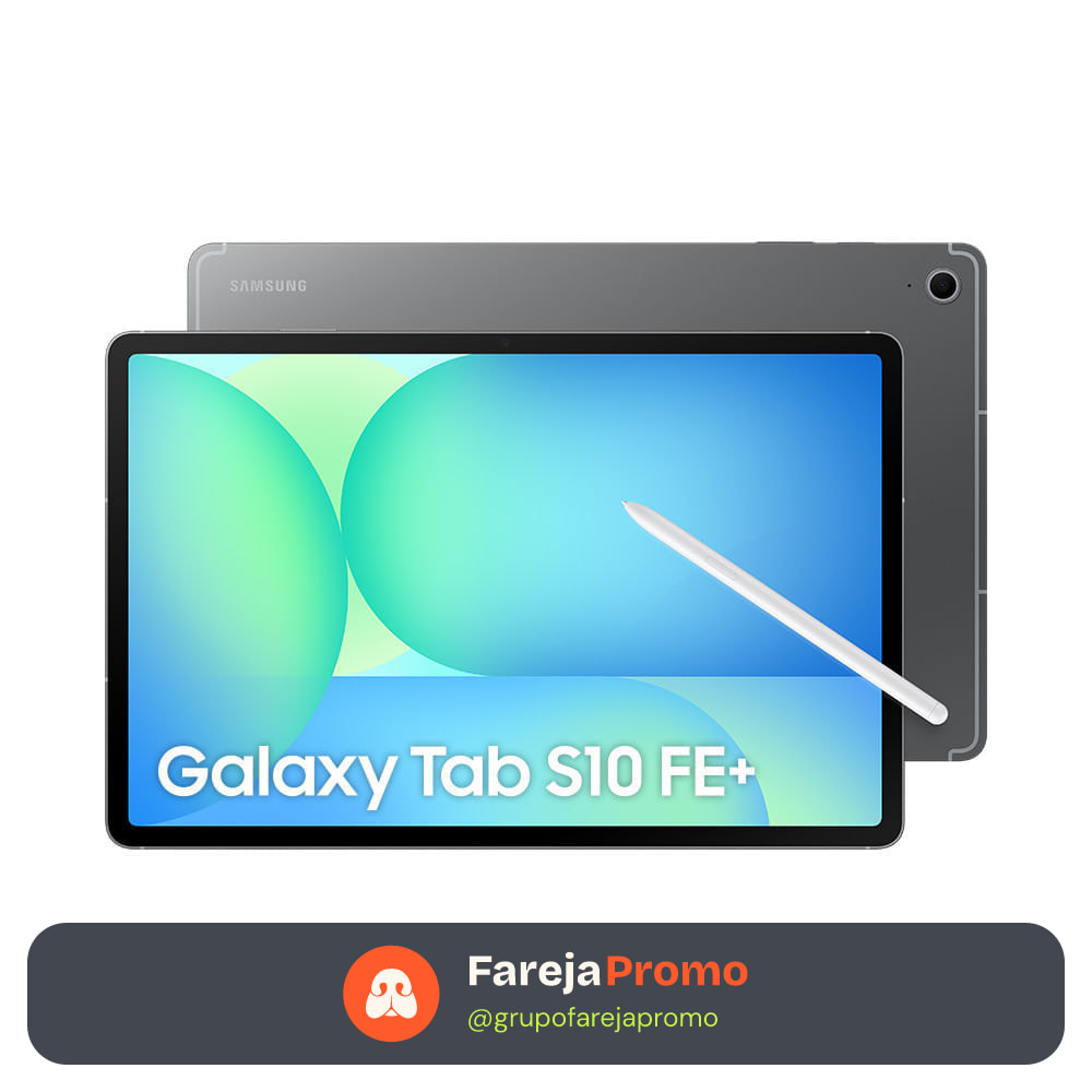 Tablet Samsung Galaxy Tab S10 FE+ WiFi, 128GB, 8GB, Tela 13.1" 90Hz, S Pen e Capa Inclusas