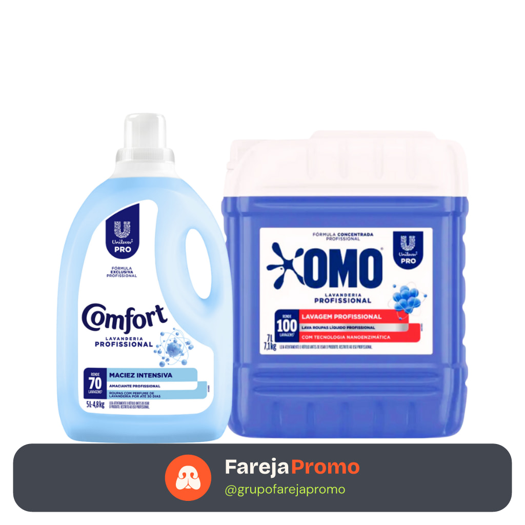 Kit Lava Roupas Lavanderia Pro Omo 7L + Amaciante 5L Comfort