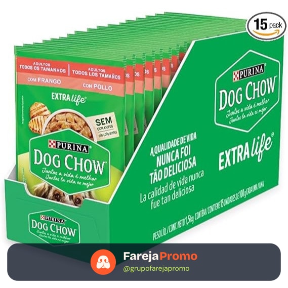 Dog Chow para cães: display com 15 sachês de 85 g