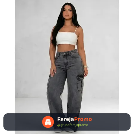 Calça Cargo Feminina Wide Leg Cintura Alta Jeans Stillger