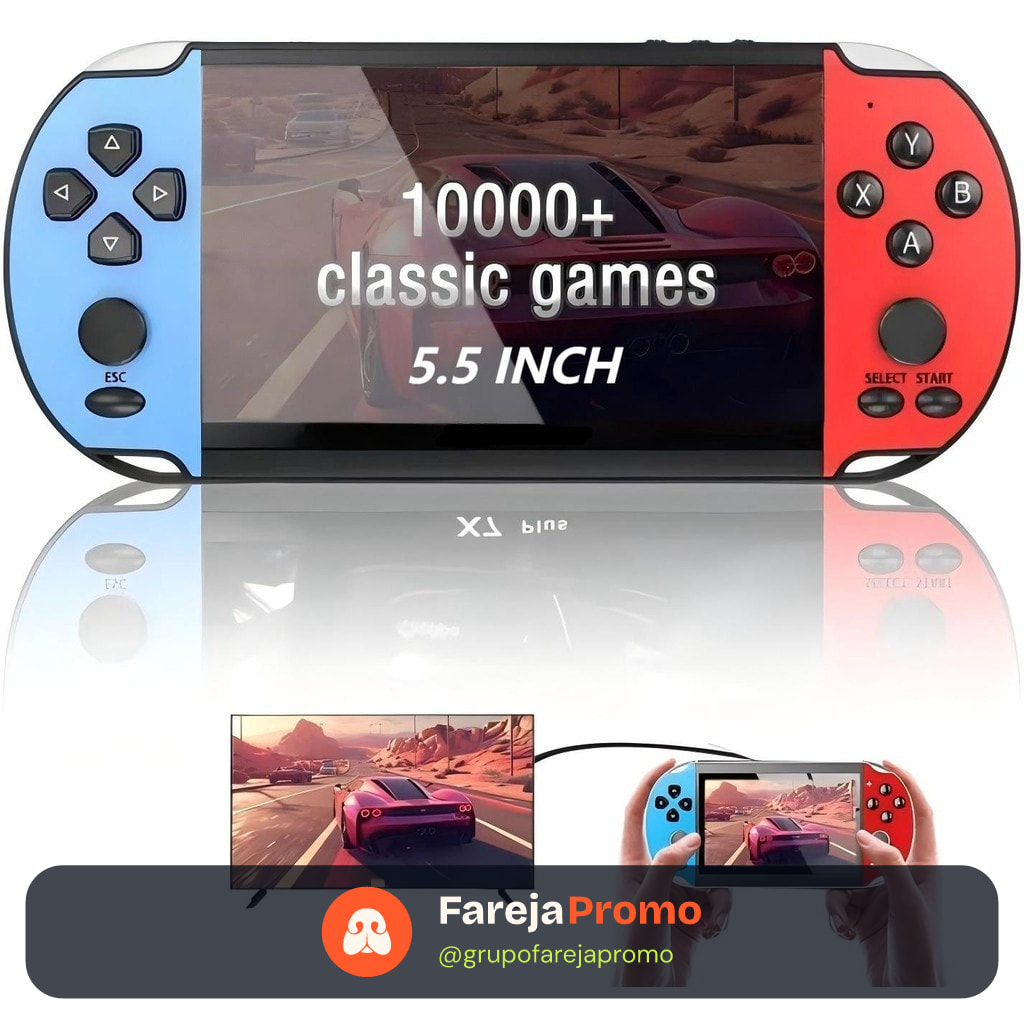 Videogame Portatil X7 PLUS Tela 4.8" PSP +10000 Jogos Retro 8GB,Console de Mão Memoria Expansivel