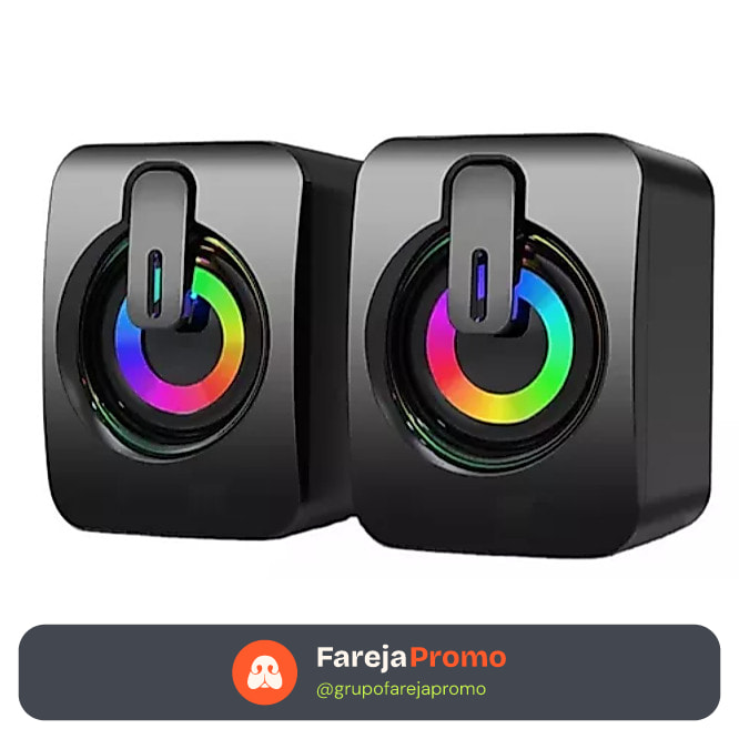 Caixa Caixinha De Som Pc Notebook Gamer Usb Led Rgb Potente