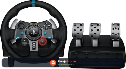 Volante e Pedais Logitech G29 Driving Force com Force Feedback para PS5, PS4, PS3 e PC