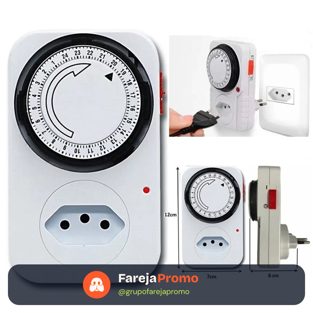 Temporizador Analógico Timer Manual Tomada Liga Desliga Energia 110v / 220v Tomada Inteligente