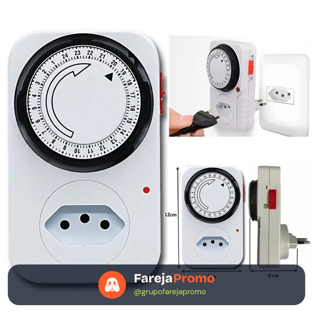 Temporizador Analógico Timer Manual Tomada Liga Desliga Energia 110v / 220v Tomada Inteligente