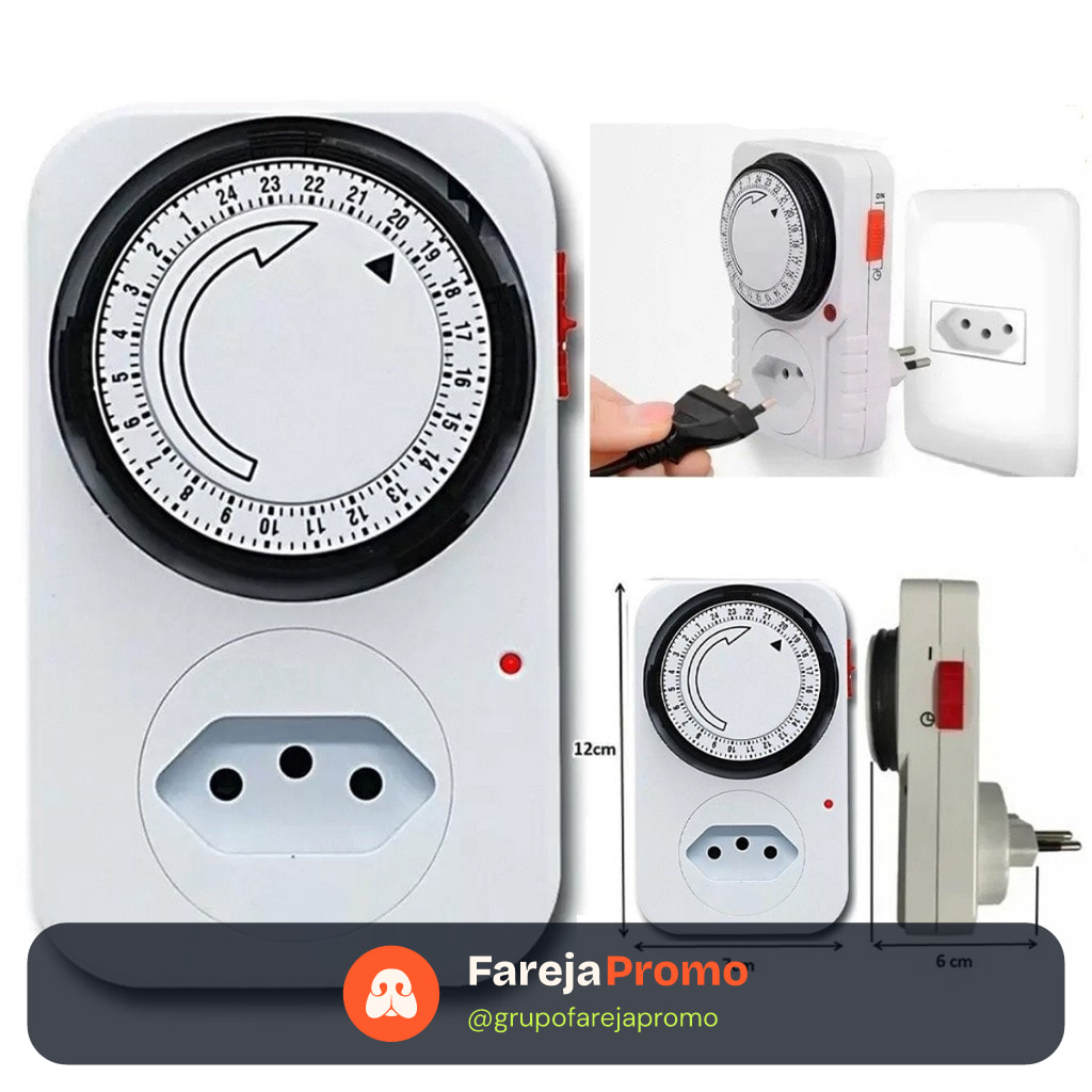 Temporizador Analógico Timer Manual Tomada Liga Desliga Energia 110v / 220v Tomada Inteligente
