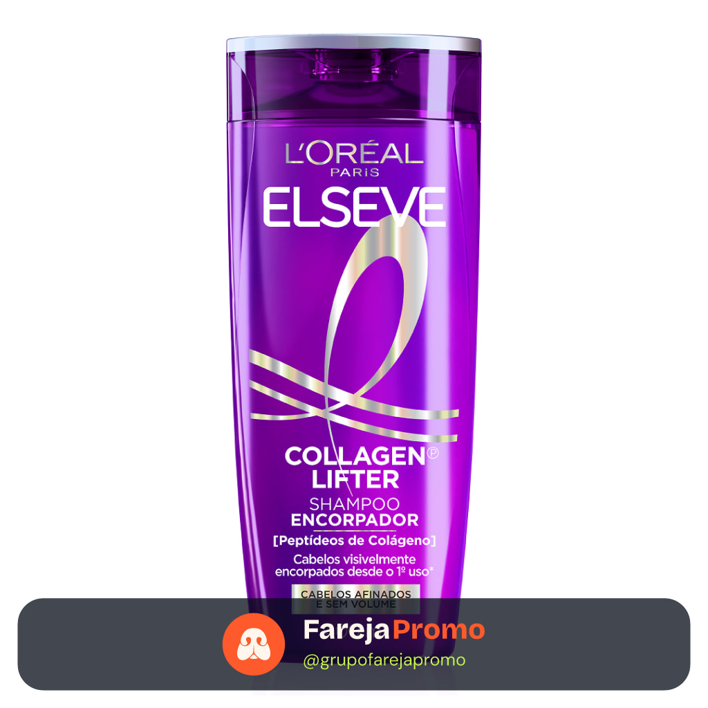 Shampoo Encorpador para Cabelos Finos e Sem Volume, Reconstrói Massa Capilar L'Oréal Paris Elseve Collagen Lifter 400ml