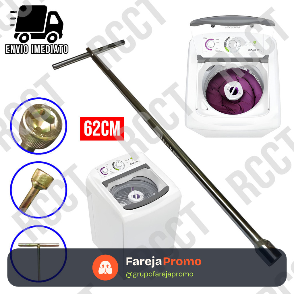 Chave T 10mm Longa 62cm para Maquina de Lavar Agitador Brastemp Electrolux