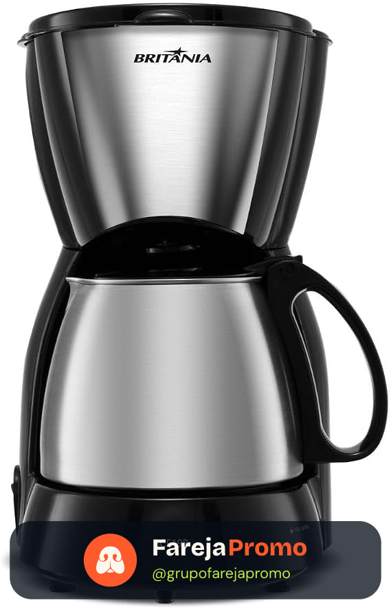 Philco Cafeteira Britânia 18 Cafézinhos Jarra de Inox BCF19B 550W Preto 127V