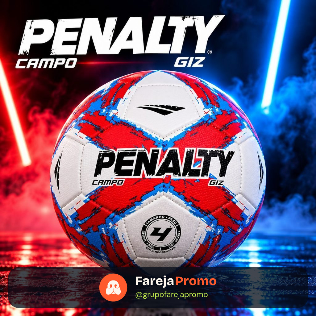 Bola Futebol de Campo Penalty Giz N4 Infantil XXV Super Soft Costurada Laminado 100% PU Original