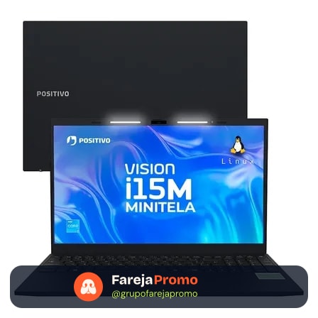 Notebook Positivo Vision I15m Intel Core 3 N300 8gb 256gb Ssd Wi-fi 6 Linux - Tela 15,6 Full Hd Ips Antirreflexo Minitela - Permite Upgrade De Memória Ram E Ssd Preto