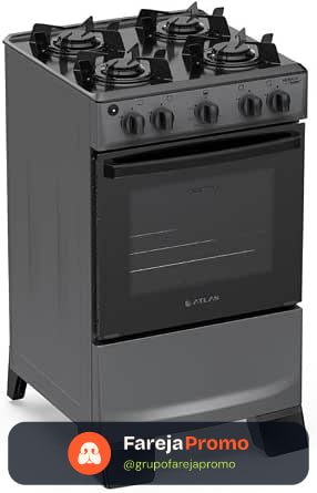 Fogão 4 Bocas Atlas Mônaco Lustro com Mesa de Aço Bivolt