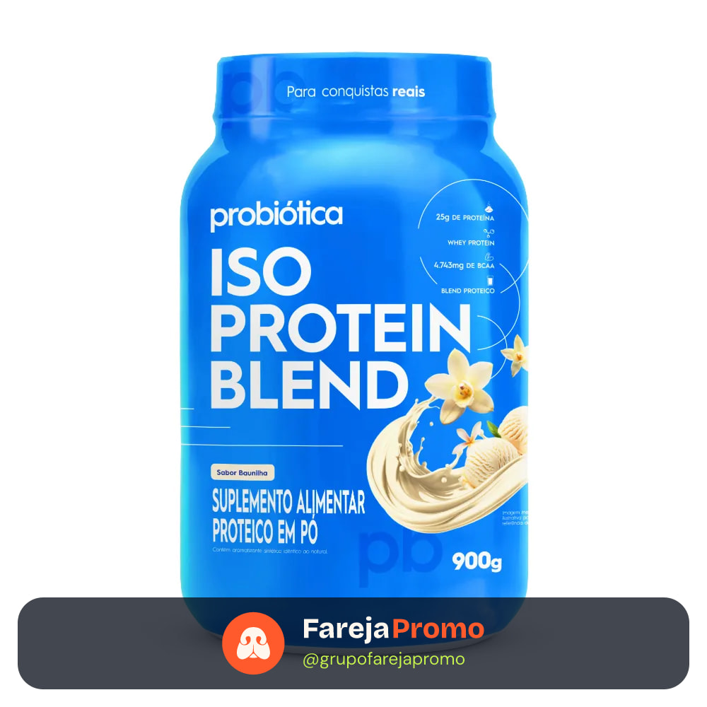 Iso Protein Whey Probiótica Blend Pote 900g Baunilha
