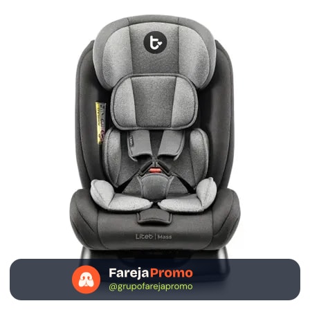 Cadeirinha Infantil Para Carro Litet Mass 0-36kg Preta E Cinza - Bb458 Liso Preto E Cinza