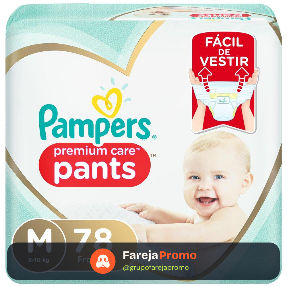 Fralda Pampers Pants Premium Care Jumbo M 78 Unidades