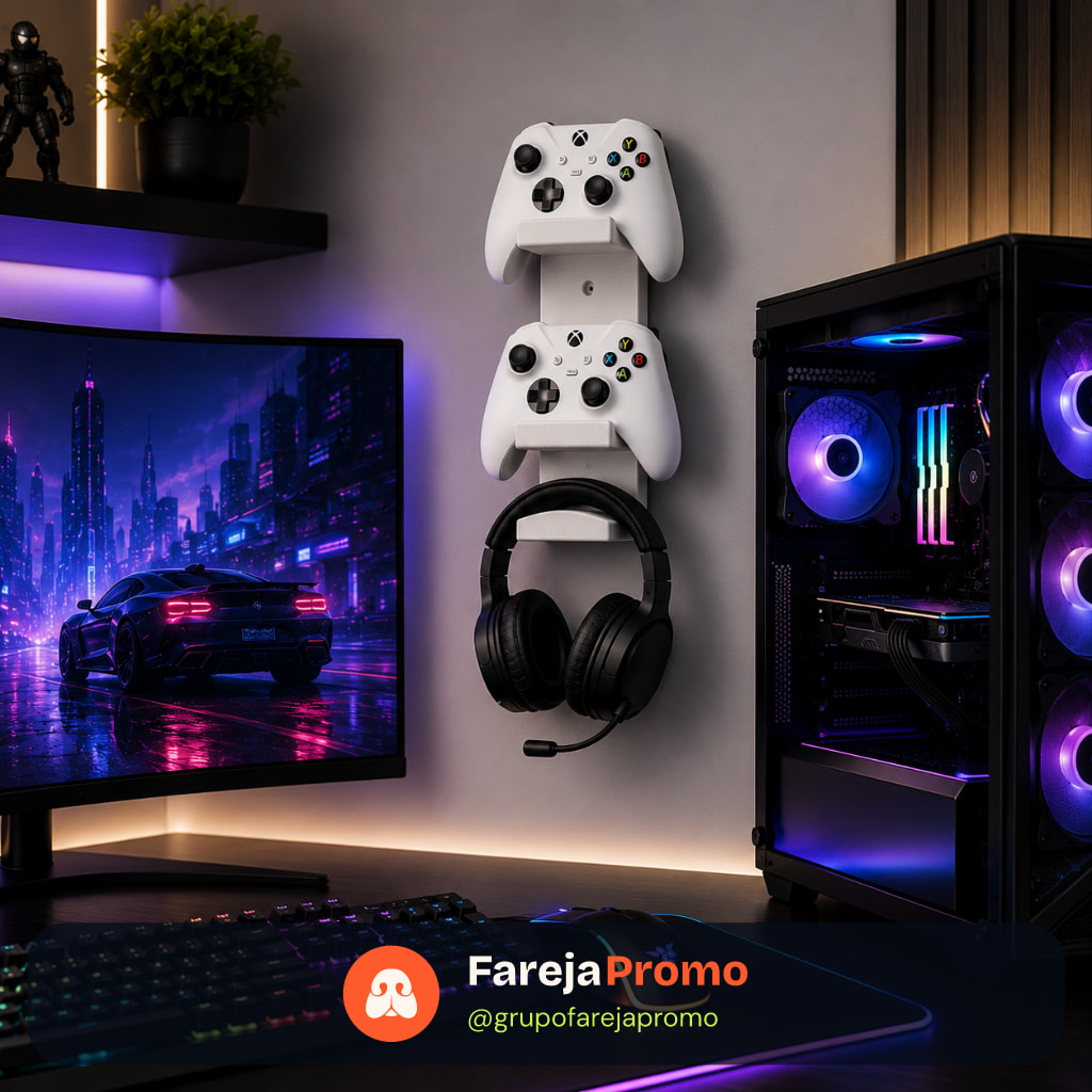 Suporte De Parede Para Contrele De Video Game Ps5 Xbox One Organize seu Setup e Cuide dos Seus Controles