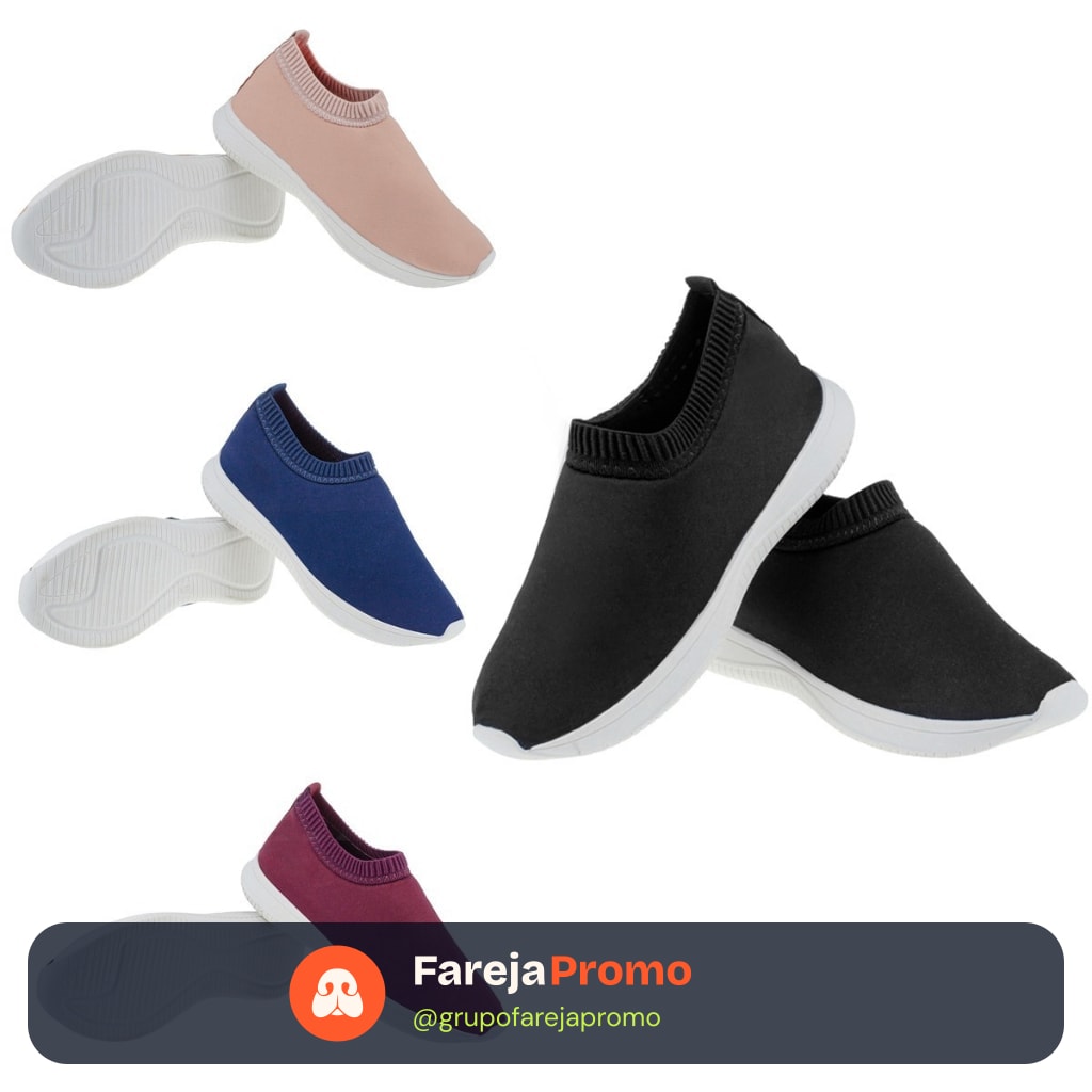 Tenis liso EC moda conforto tenis meia calce facil