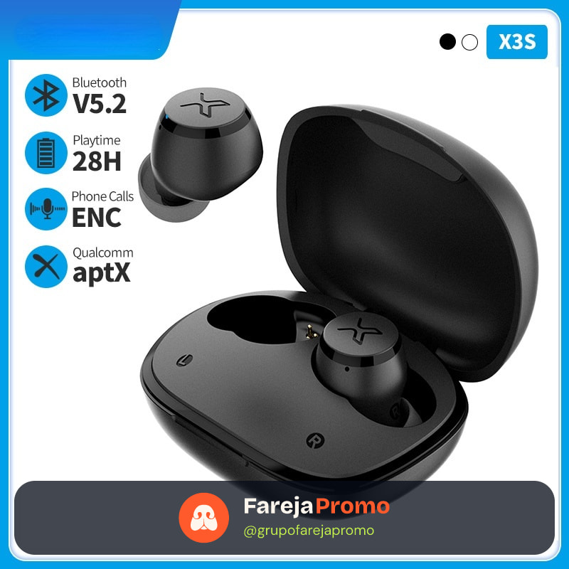 EDIFIER Fone De Ouvido Sem Fio Bluetooth X3plus TWS 5.2 Qualcomm AptX Modo De Jogo 28 Horas De Reprodução IP55 Com Class